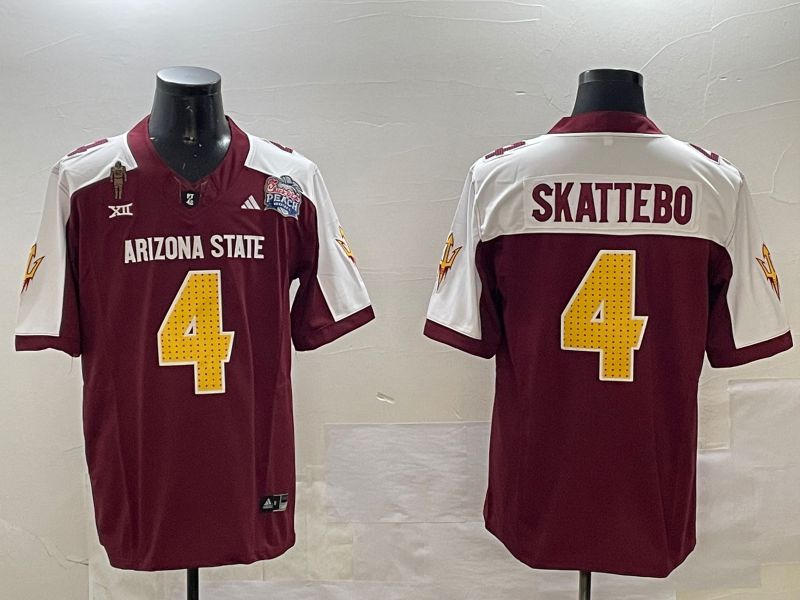 Men Arizona State Sun Devils #4 Skattebo Red Thanksgiving three generations 2024 Nike Limited NCAA Jersey style 1